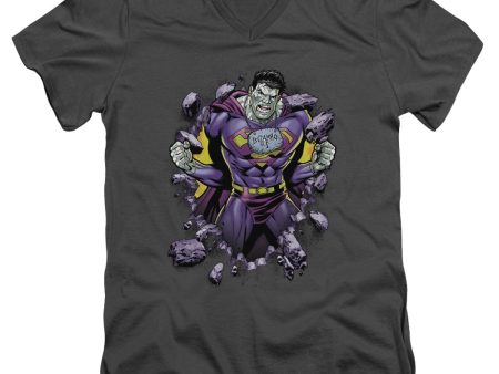 SUPERMAN : BIZZARO BREAKTHROUGH S\S ADULT V NECK T-SHIRT 30\1 CHARCOAL SM Discount